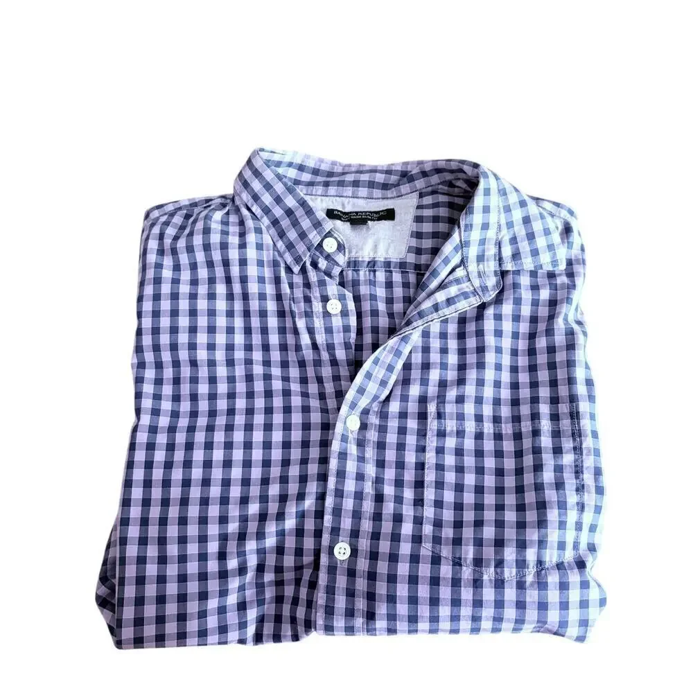 Banana Republic Men’s Purple Gingham Shirt Size M